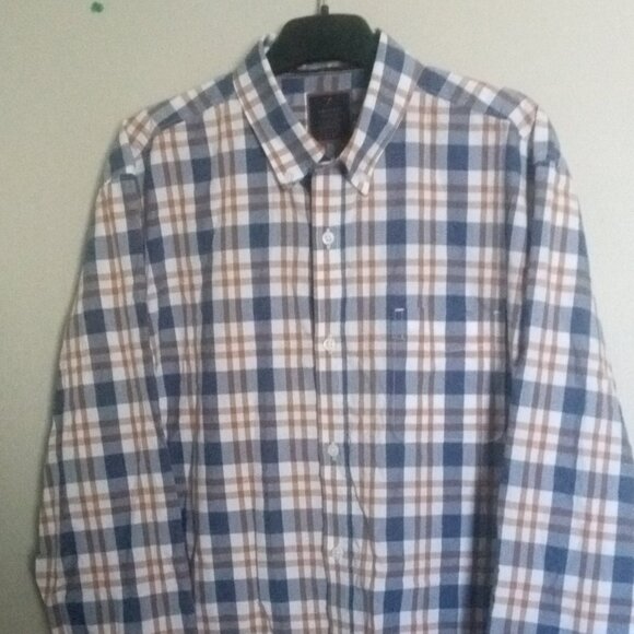 Vintage 90s Denver Hayes Men Large L Long Sleeve Button Down Plaid Checker Shirt - Picture 2 of 6